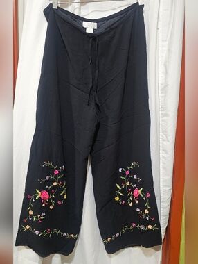 Soft Surroundings Black Lined Silk Pants, Size PS